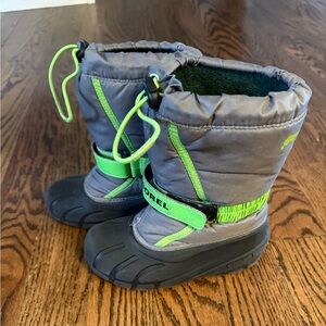 Sorel Kids' Black and Lime Snow Boots